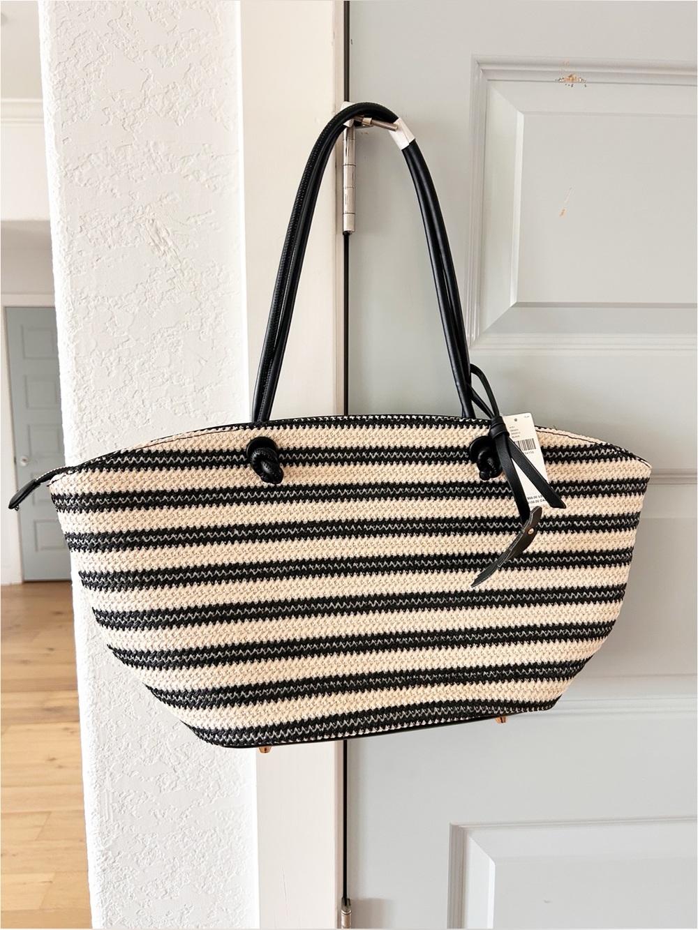 NWT Anthropologie Aota Jessica Raffia Tote Bag Black - Picture 4 of 6
